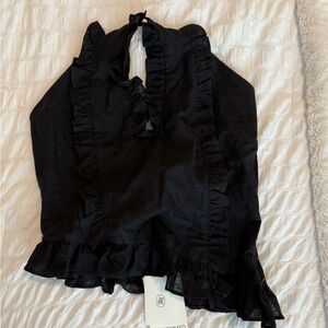 Peppermayo Black Ruffled Blouse